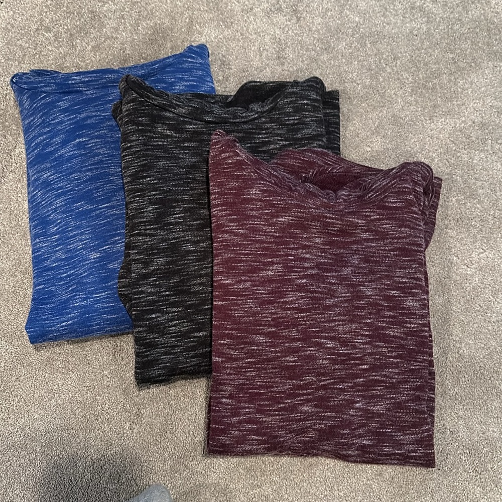 Lot of 3 cowl neck, side split light sweater blue, black and wine color